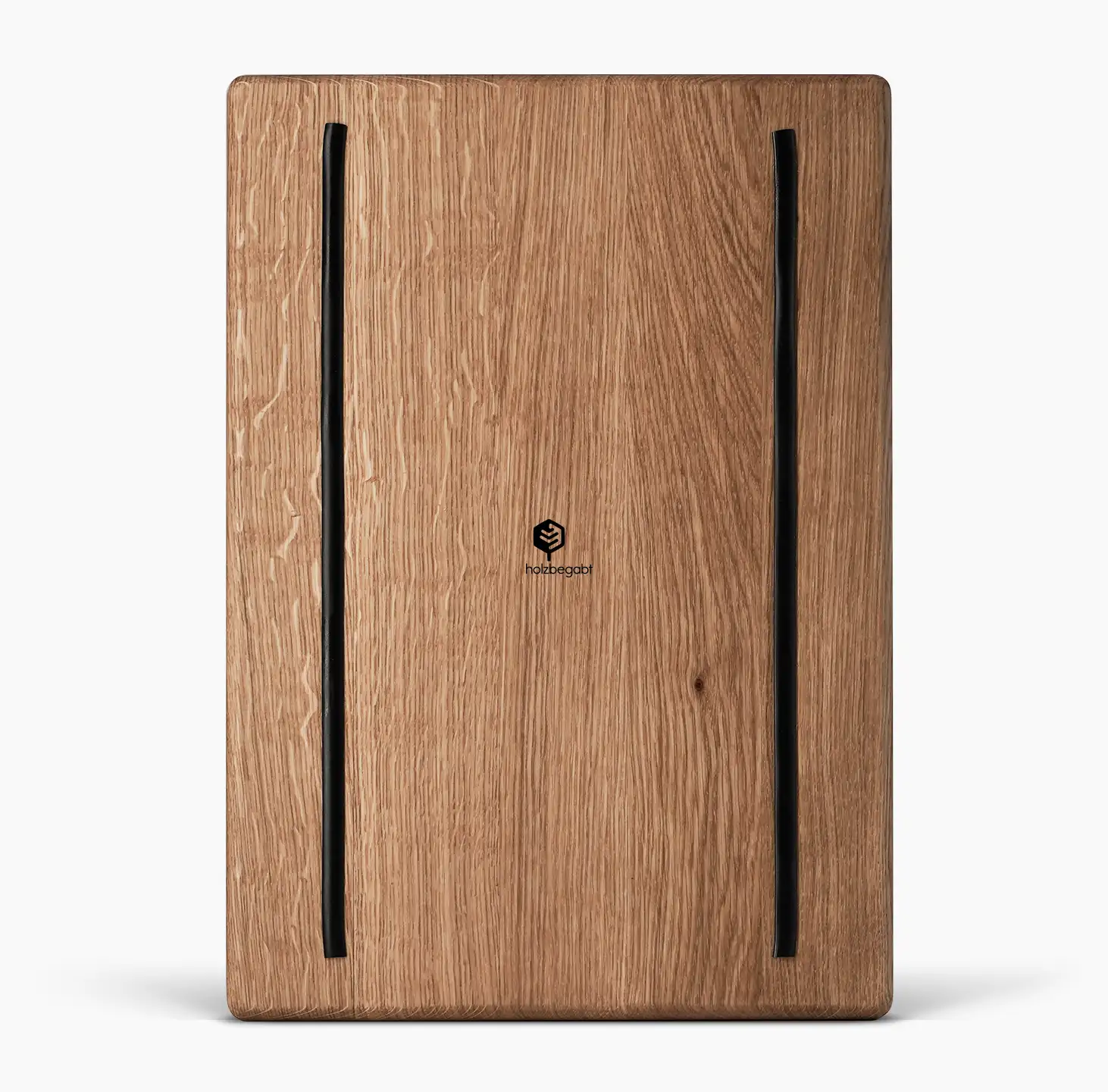 Schneidebrett Star aus massiver Eiche, Rückansicht mit Antirutsch-Streifen – rutschfest und stabil beim Schneiden.